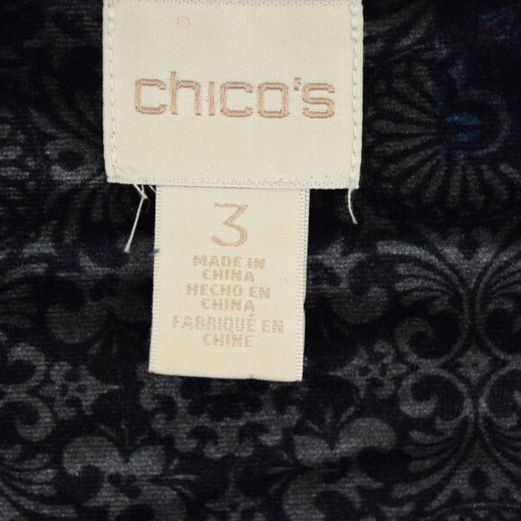 Chicos Velvet Midnight Patchwork Tunic Top Women 3 Whimsigoth Witchy Lagenlook - Picture 6 of 10